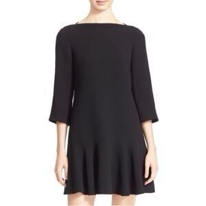 Kate Spade New York Crepe Flounce 3/4 Sleeve Dress Black Size 6